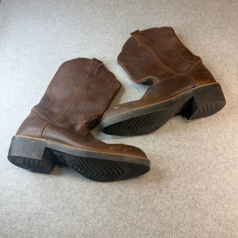 Georgia Boot Comfort Core Mens Brown Leather Pull On Wellington Work Boots 11